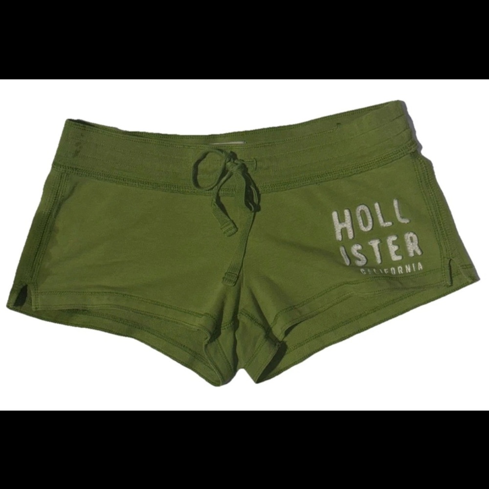 Hollister Y2K VTG Micro Mini Ultra Low Rise Spell Out Logo Booty Shorts Lime Med